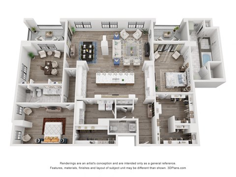 Floor plan for 2 beds, 2.5 baths, 2569 sqft